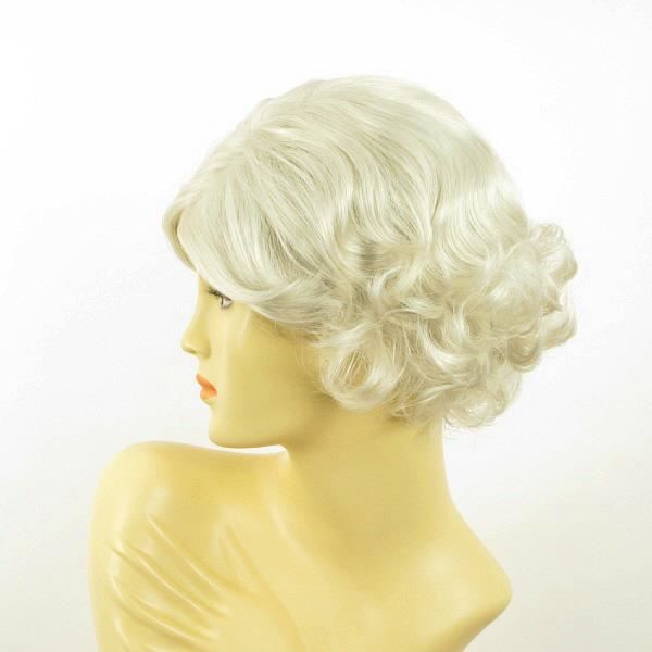 Perruque Femme Blanche Bouclée Synthétique - Modèle TRYCIA 60 - Longueur Moyenne - Neuf Avec étiquettes