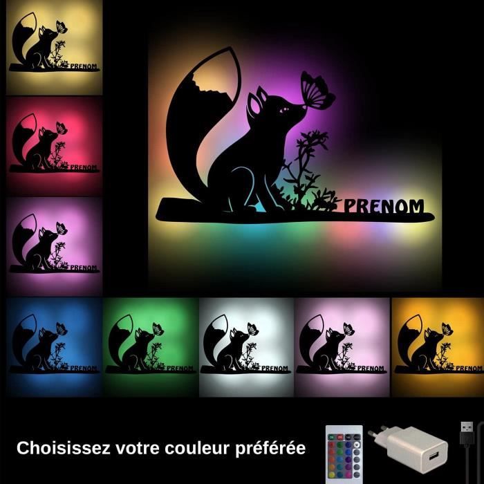 Veilleuse Murale LED En Bois Gravé Personnalisé Vache Avec Changement De Couleur Pour Garçons