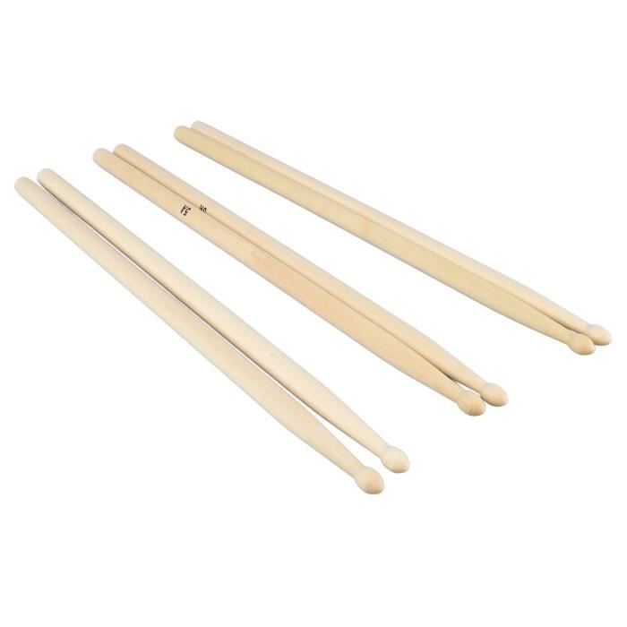 Baguettes De Batterie 5A - Lot De 5 Paires En Bois - 40,5cm Pour Débutants Et Batteurs