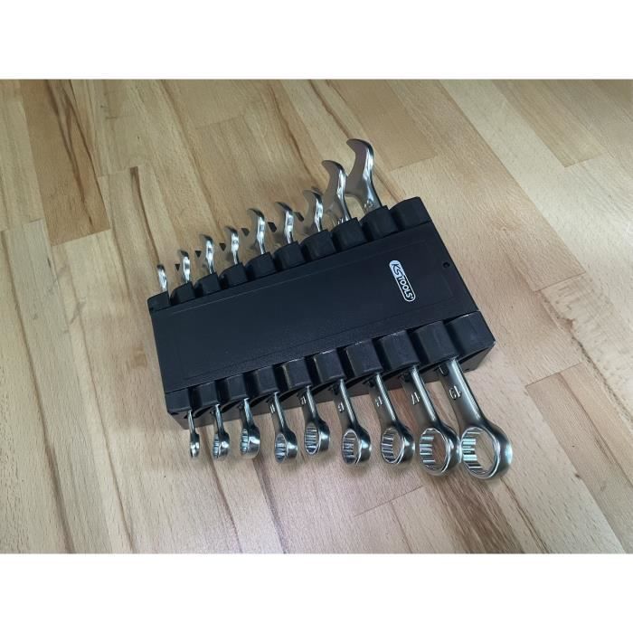 Jeu de 10 clés mixtes métriques sur support, 8 à 19 mm  - KS TOOLS - 922.0050