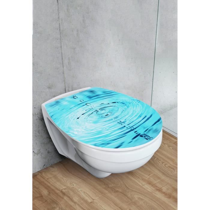 WENKO Abattant WC avec frein de chute Rollin'Art, Abattant WC ocean life,  surface en relief, fixation en acier inoxydable, en Duroplast  antibactérien, 38 x 44,5 cm.