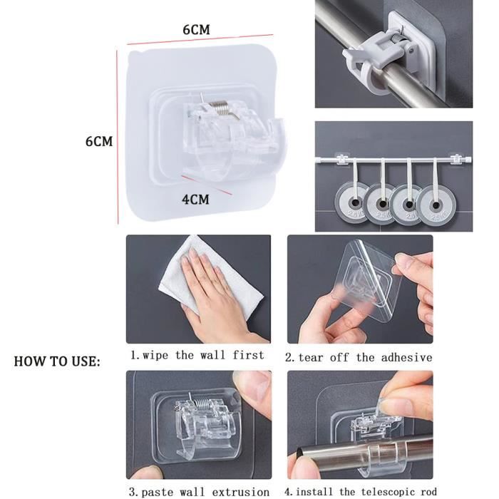 Lot De 10 Supports Autocollants Pour Tringle à Rideaux - Crochets En