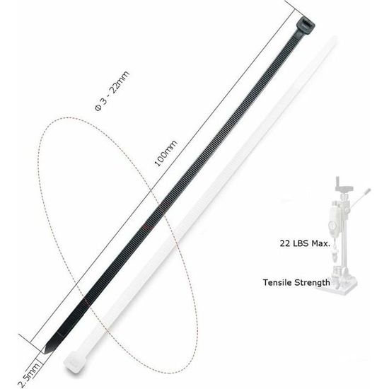 Attaches De Câble, Collier De Serrage 100 Mm X 2,5 Mm, Attache Câble