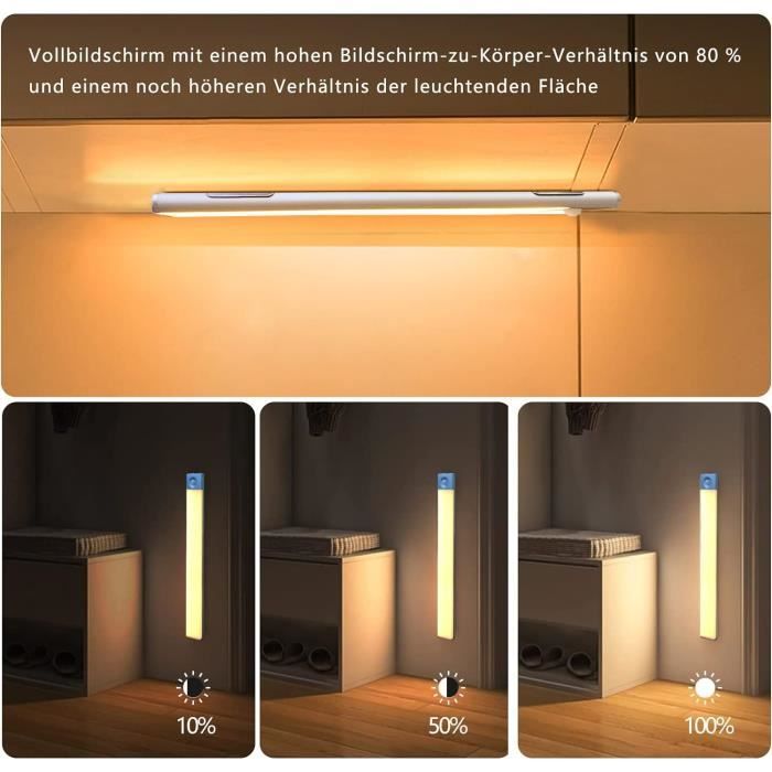 Lampe Placard LED Detecteur de Mouvement, Reglette LED Cuisine Sous Meuble  2 en 1 Rechargeable USB et Alimentée en 220V, 30cm Bande Lumineuse Capteur  de Mouvement Adhésives