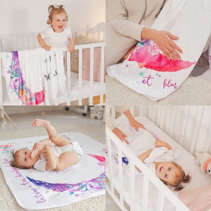 Couverture etape bebe en français Cadeau Naissance Fille Garçon - Idée Cadeau  bébé - Tapis Mois Bebe - Coffret Naissance - Cdiscount Puériculture & Eveil  bébé