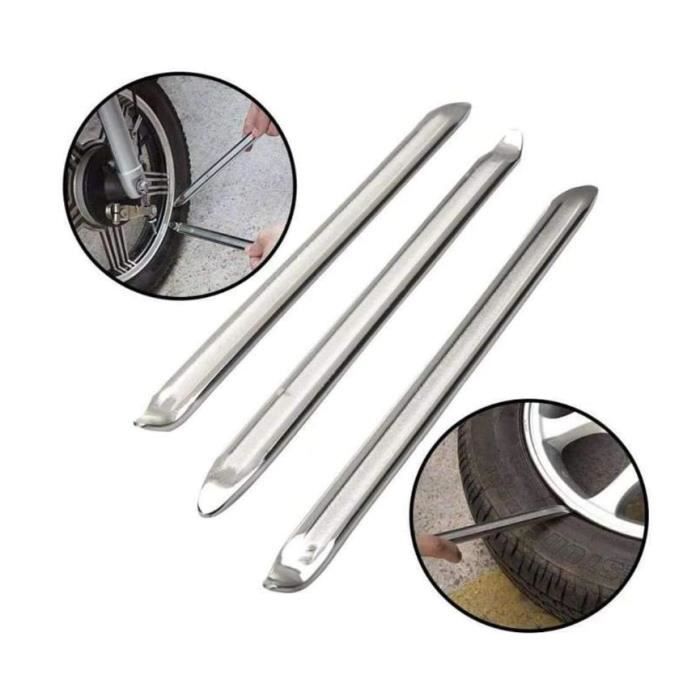 Kit Démonte-Pneus Moto/Vélo/Trottinette - 3 Leviers Métal + Protège-Jantes