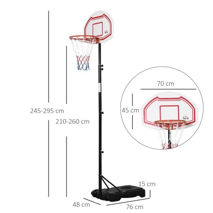 Panier de basket enfant 100 à 210 cm - Mobile + Réglable