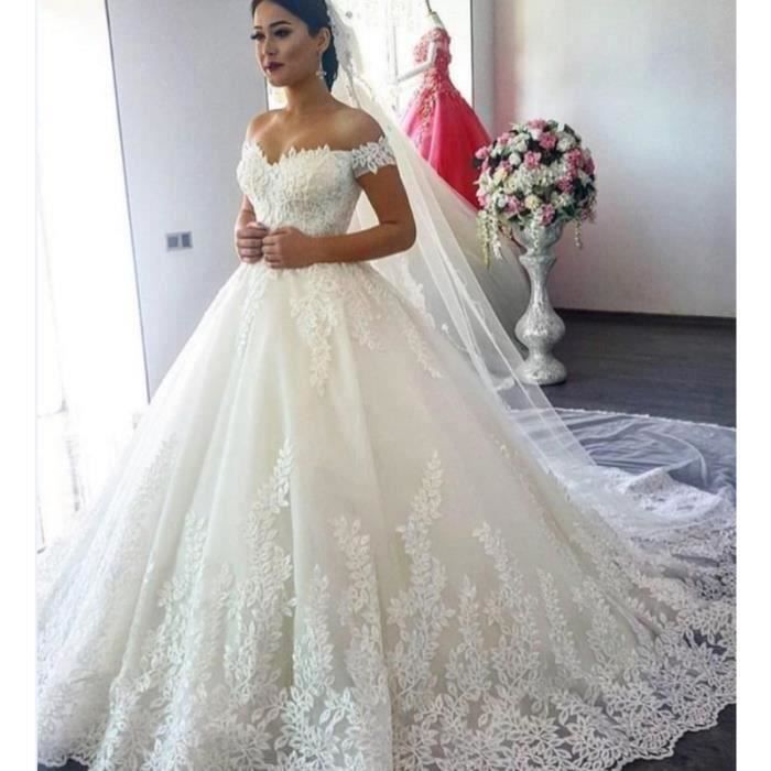 Pleine dentelle De Luxe robe de Bal Robes De Mariee Moyen Orient Princesse Robe de mariee Ivoire Cdiscount Pret a Porter
