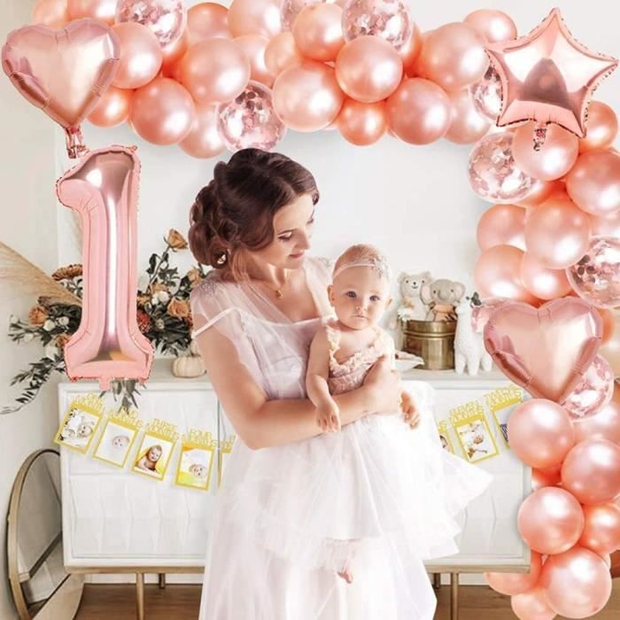 Décoration Anniversaire 1 An Fille Or Rose,PARTYPIE Première Anniversaire  Fête avec Baby Mois Bannière De Photo, 1st Rose Gold Latex - Cdiscount  Maison