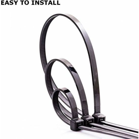 Hizon Lot De 100 Attaches De Câble Noires, 200 Mm X 3,6 Mm, 20,3