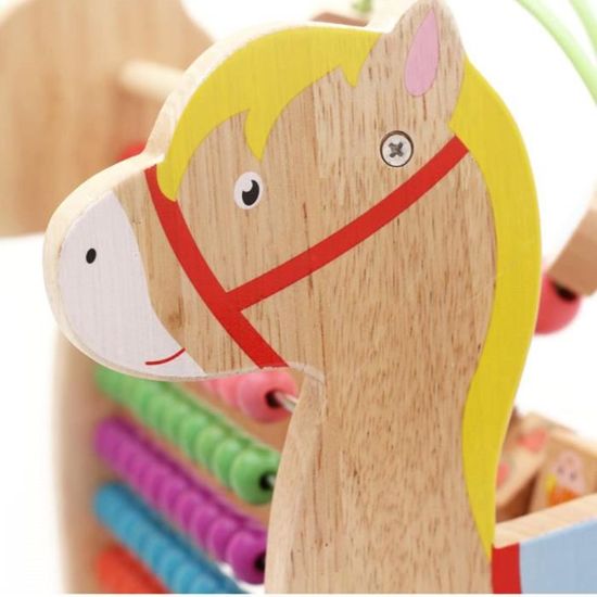 Cube D’Activité En Bois 12 En 1 Montessori - Labyrinthe Boulier Puzzle Horloge Pour Bébé 1 à 5 Ans
