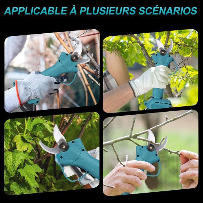 Sécateur Électrique Sans Fil 30Mm Avec 2 Batteries De 2000Mah Et