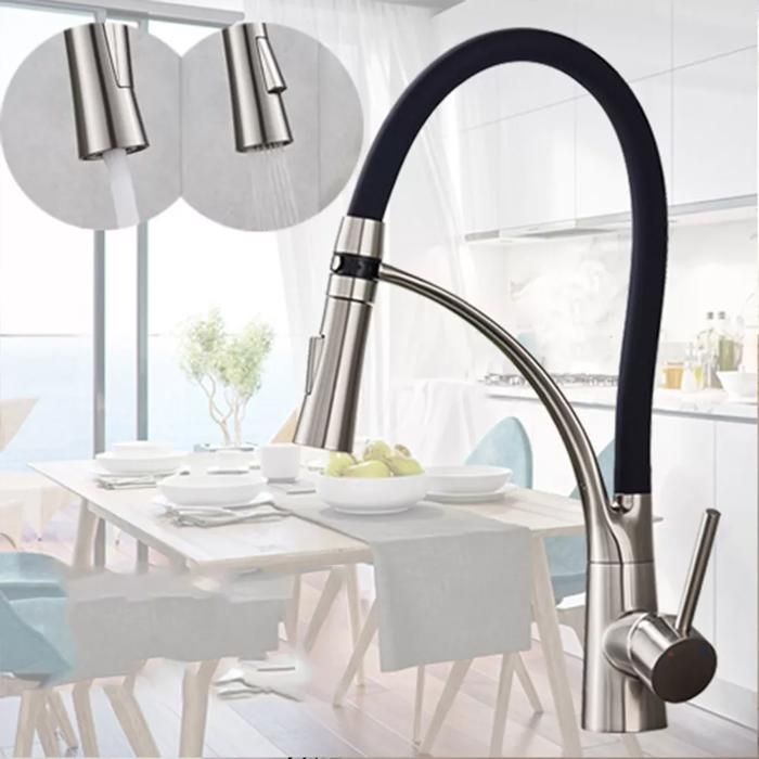 Mitigeur De Cuisine Avec Douchette – Laiton Brossé – Bec Rotatif 360° – 2 Fonctions