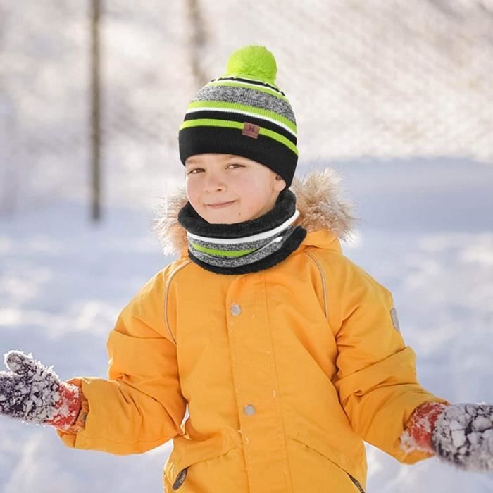 Ensemble enfant bonnet/snood/mitaines 6/8 ans lainetricoté main réf 4073 -  Un grand marché