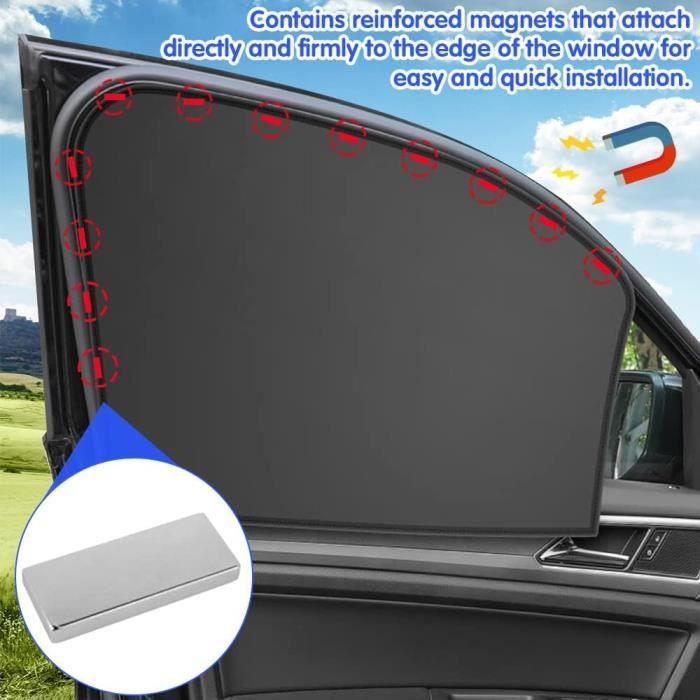 Magnétique voiture pare-soleil Protection UV voitures rideau voiture vitres  latérales pare-soleil bouclier p Front