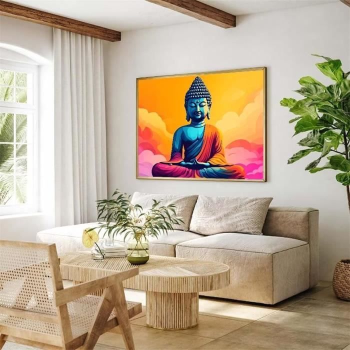 TISHIRON – Peinture Par Numéros Pour Adultes – Bouddha Méditatif 40 X 50 Cm – Kit Artisanal DIY – Toile Pré-imprimée, Pinceaux Et Peinture Inclus
