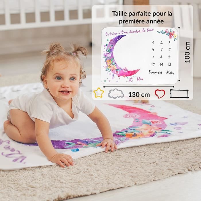 Couverture Etape Bébé en Français Langes Coton Tapis Mois Bebe Garçon Ou  Fille, Unisexe Thème Feuilles Cadeau Baby-Shower Mamans - Cdiscount  Puériculture & Eveil bébé