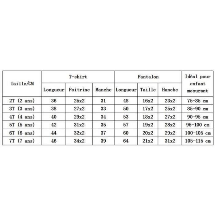 Taille vetement 7 online ans