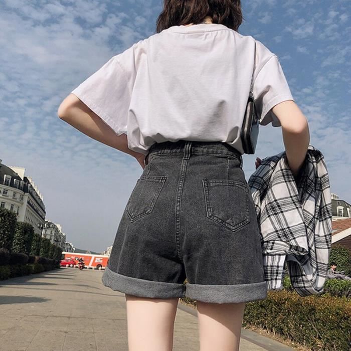 Short femme avec 2025 bouton taille haute