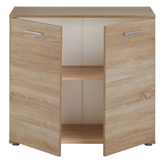 Meuble De Rangement Buffet Bas Chêne Sonoma - Commode 2 Portes 60x84x37 Cm - Pour Salon, Cuisine, Entrée