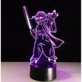 Veilleuse 3D Maître Yoda Star Wars - LED 7 couleurs - Contrôle tactile-0