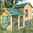 Cage Clapier Enclos lapin Extérieur en bois  Haute Qualité pour lapins petits animaux- Modèle : 035 Ranch 152 x 98 x 118 cm-0