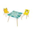 Table tropicale en bois JANOD - 1 table et 2 chaises - Décoration chambre d'enfant - Dès 3 ans-0