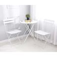 Ensemble table chaise de jardin pliant - SUPFINE - Blanc - Métal - Extérieur - Contemporain-0
