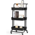 DREAMADE Chariot à 3 Niveaux,Desserte à roulettes,Chariot de Rangement Mobile avec 3 Panier de Rangement,Chambre