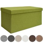 DUNEDESIGN Coffre de Rangement XXL pliante 76x38x38cm incl 2 cloisons 80L Pouf pliable Repose-pieds rectangulaire rembourré Limette