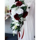 BOROFONE Mariée Bouquet Rose Fleurs Artificielle Mariage Demoiselle d'Honneur Fille Fleur Mariage Décor blanc vin rouge L44363