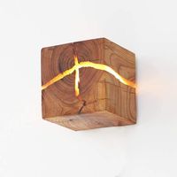 Porch background decoration cracked wood grain wall lamp creative corridor lamp cross-border square Nordic solid wood wall bedside