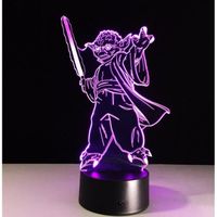 Veilleuse 3D Maître Yoda Star Wars - LED 7 couleur
