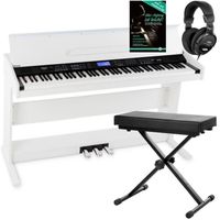 Piano numérique synthétiseur- FunKey DP-88 II - 88 touches à frappe dynamique 360 sons, USB - Set avec banquette et casque - Blanc