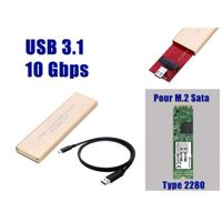 Boitier Aluminium USB 3.1 Pour SSD M.2 (M2 NGFF) POUR FORMAT 2280