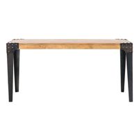 Table à manger industrielle acier et bois 160 cm MADISON - MILIBOO - Aspect bois - Noir - Rectangulaire