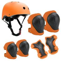 CASQUE DE VELO Sets de Protection Rollers avec Casque Vélo Enfant Réglable pour Skateboard Cyclisme Rouge grenat/Orange