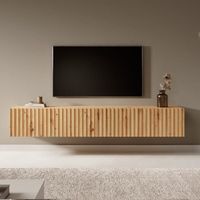Meuble TV - TELIRE - Meuble TV 175 cm en chêne artisan avec façade fraisée
