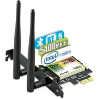 Ubit Carte WiFi 5400 Mbps PCI-E Intel WiFi 6e (6Ghz, 5Ghz, 2.4Ghz) Bluetooth 5.2  MU-MIMO  OFDMA 160MHz  Ultra-Faible Latence  C5