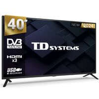 Téléviseur 40 pouces Full HD, TV avec lecteur enregistreur USB, tuner numérique DVB-T2/C/S2 - TD Systems PRIME40C19F
