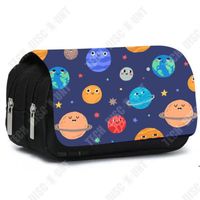 TD® Star Astronaut Polyester Flip Pen Bag Spaceship Grande Capacité Double Couche Papeterie Boîte Crayon Sac Capacité