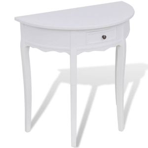 TABLE BASSE CHIC Table de salon Moderne Table console avec tiroir Demi-ronde BlancFR73201