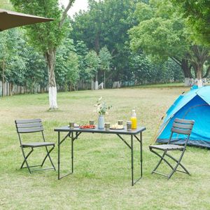 TABLE DE CAMPING Table de camping pliante Adelfia à hauteur réglable 120 x 60 cm noir effet rotin
