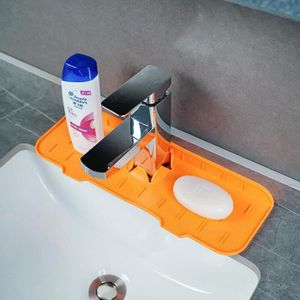 SERVITEUR WC Serviteur wc,Tapis absorbant pour robinet de cuisine,protection contre les éclaboussures d'évier,en Silicone- Orange[A923]