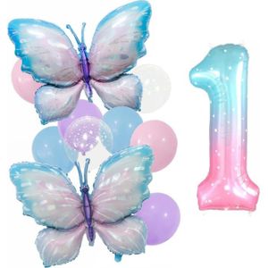 Anniversaire Papillon Fille 1 An Kit - Decoration Anniversaire Papillon,  Ballon Papillon Chiffre 1 Rose Arcen-Ciel, Happy Bi[J2974]