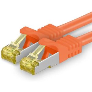 Orange 1aTTack.de Cat.7 Câble réseau 10m 5 pièces Cat7 Câble Ethernet PoE LAN 10 GB s S-FTP PIMF Set Patch Cat 7 Câble Brut avec connecteur Rj 45 Cat.6a