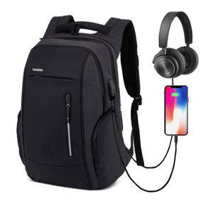 SAC À DOS 17,3 Pouces Étanche Sac à Dos Ordinateur Portable, Sac à Bandoulière avec Chargeur USB et Port de Casque, pour Affaires/Voyage,