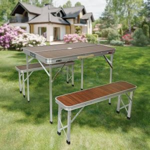 TABLE À MANGER COMPLÈTE Table et chaises pliantes - SUPFINE - Marron - Alu