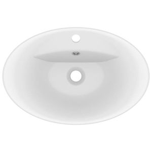 LAVABO - VASQUE Lavabo ovale de luxe à trop-plein en céramique - VINGVO - Blanc mat 58,5x39cm