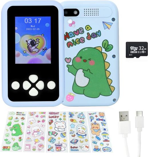 Jouet smartphone pour enfants 2,8 pouces, caméra pivotante à 180